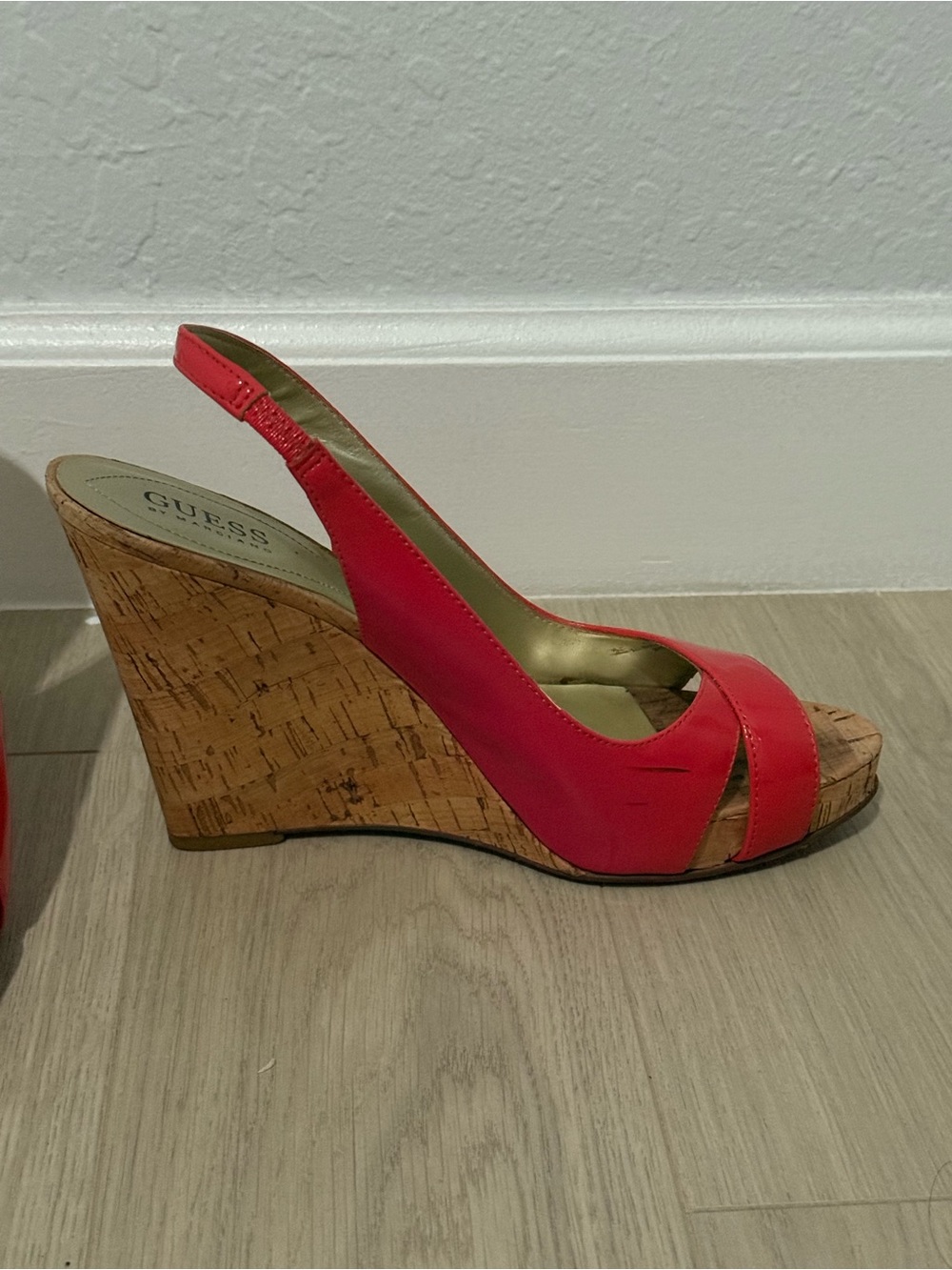 GUESS Coral Slingback Cork Wedge Sandals - Size 9